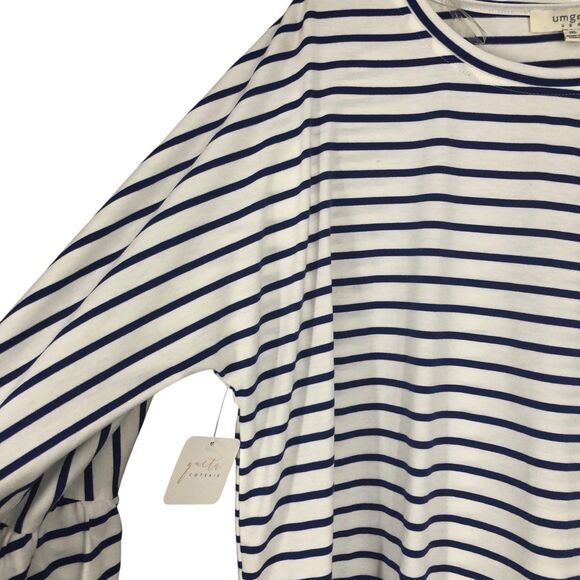 NWT Umgee Navy & White Striped Nautical Tunic w/Layered Peplum Sleeves SZ 1X - Picture 3 of 8